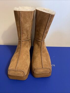 UGG Chestnut Suede Shearling Mid-Calf Boots